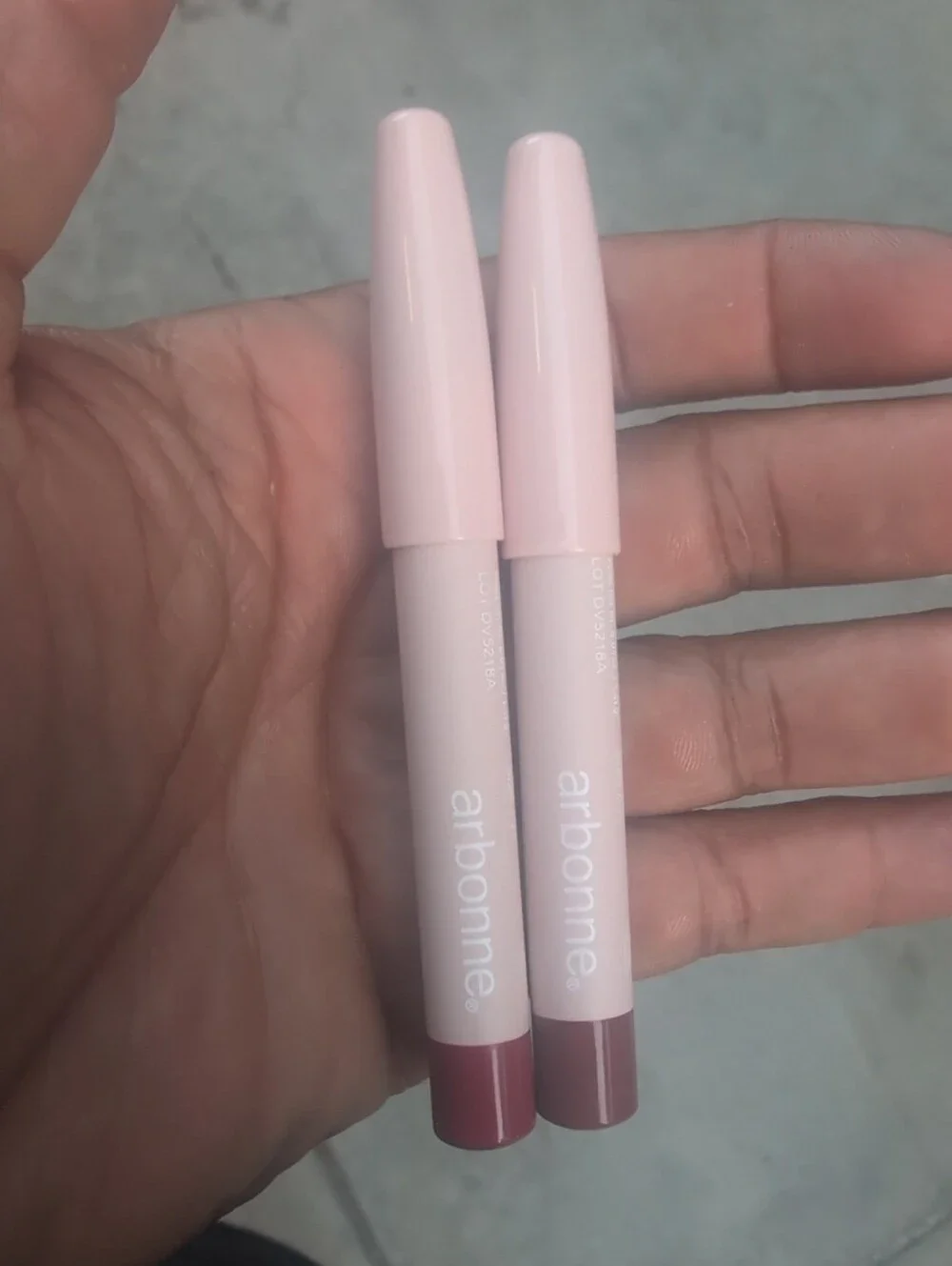 Arbonne Lip Crayon Duo Set — Burnt Red & Natural Nude
